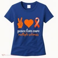 Peace Love Cure Multiple Sclerosis Awareness Family Warrior Meaningful Gift Women's T-Shirt thumb 0