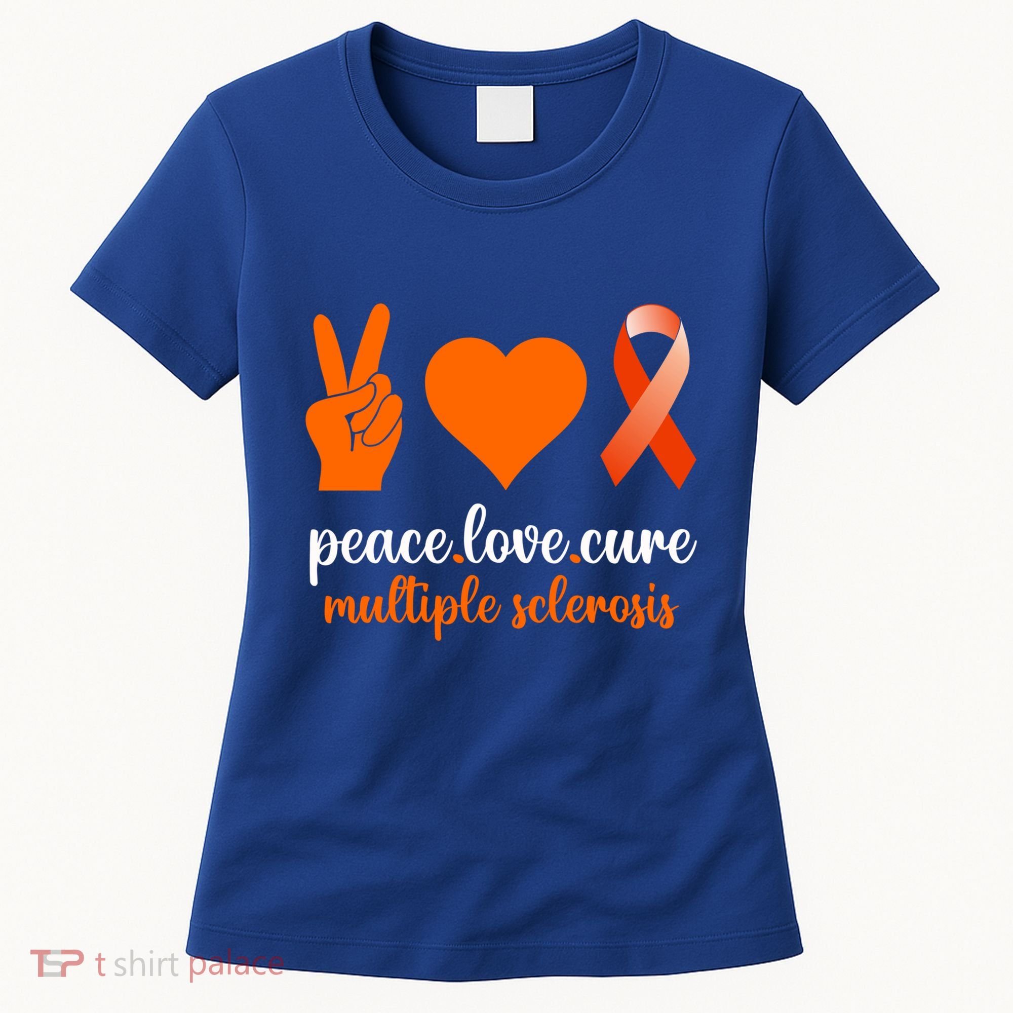Peace Love Cure Multiple Sclerosis Awareness Family Warrior Meaningful Gift Women's T-Shirt