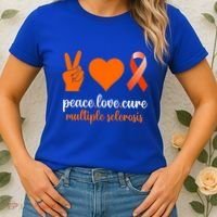 Peace Love Cure Multiple Sclerosis Awareness Family Warrior Meaningful Gift Women's T-Shirt thumb 2