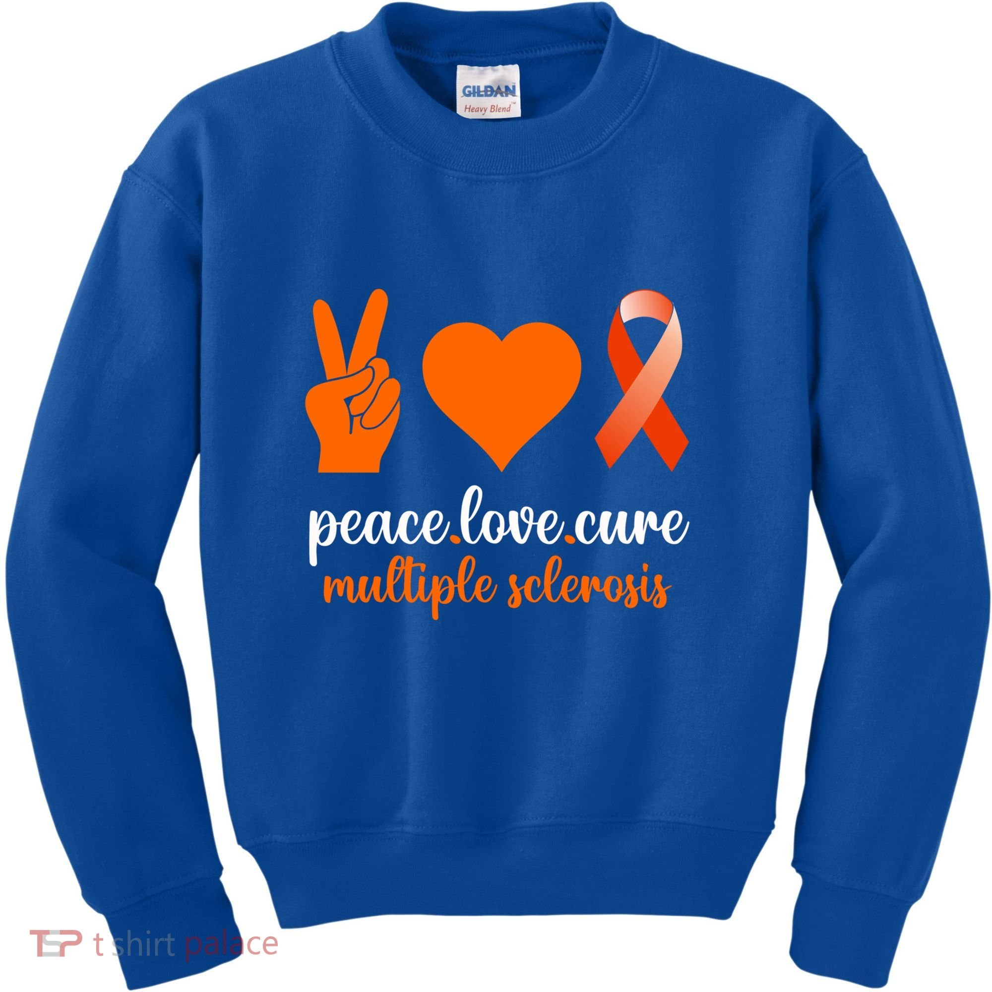 Peace Love Cure Multiple Sclerosis Awareness Family Warrior Meaningful Gift Kids Sweatshirt