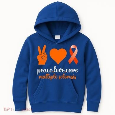 Peace Love Cure Multiple Sclerosis Awareness Family Warrior Meaningful Gift Kids Hoodie