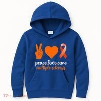Peace Love Cure Multiple Sclerosis Awareness Family Warrior Meaningful Gift Kids Hoodie thumb 0