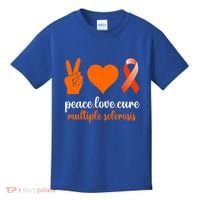 Peace Love Cure Multiple Sclerosis Awareness Family Warrior Meaningful Gift Kids T-Shirt thumb 0