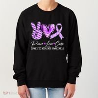 Peace Love Cure Purple Ribbon Domestic Violence Awareness Women's Sweatshirt thumb 0