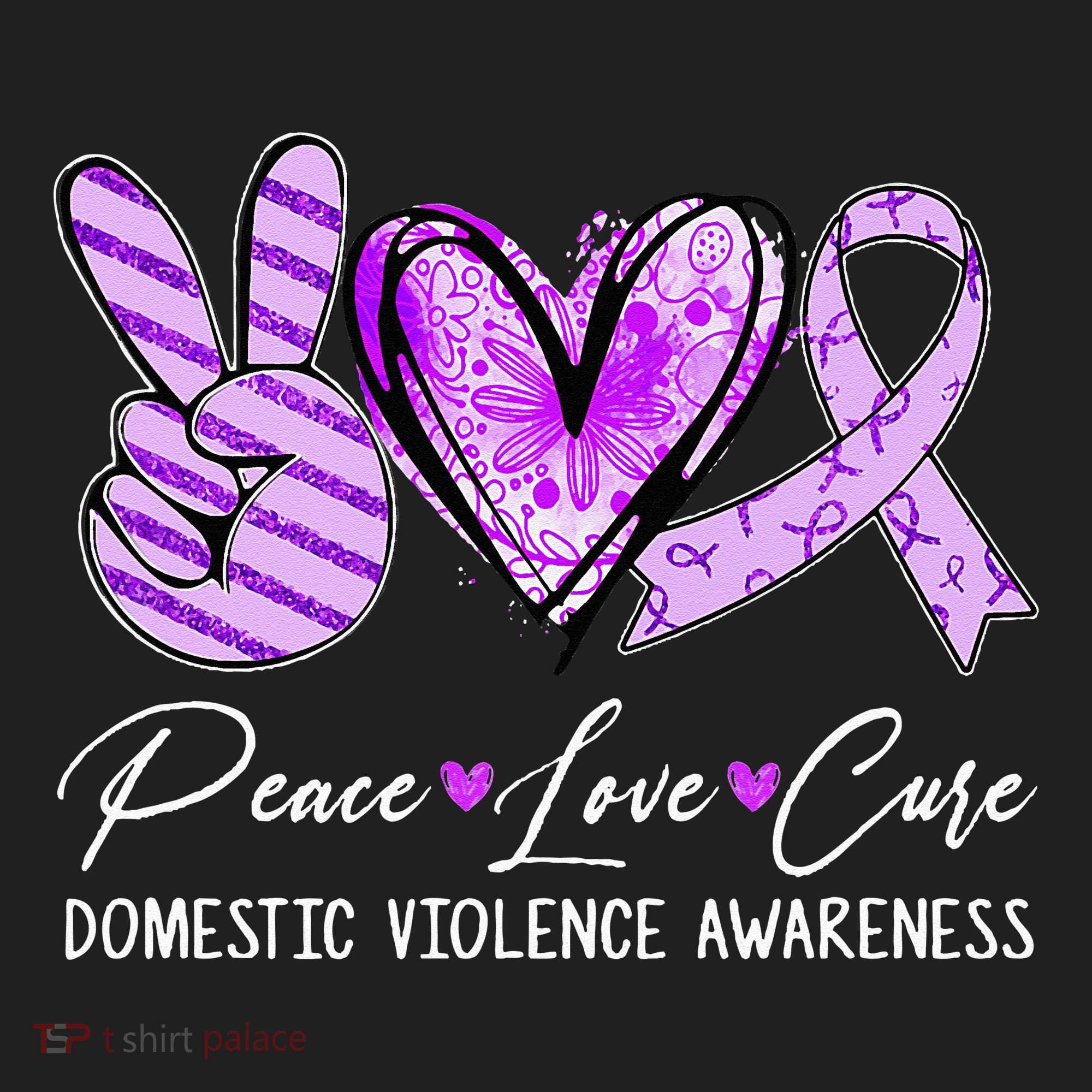 Peace Love Cure Purple Ribbon Domestic Violence Awareness Women's Sweatshirt