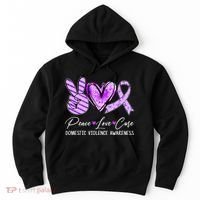 Peace Love Cure Purple Ribbon Domestic Violence Awareness Hoodie thumb 0