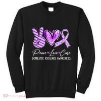 Peace Love Cure Purple Ribbon Domestic Violence Awareness Sweatshirt thumb 0