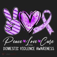 Peace Love Cure Purple Ribbon Domestic Violence Awareness Beanie thumb 2