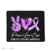 Peace Love Cure Purple Ribbon Domestic Violence Awareness Mousepad thumb 0