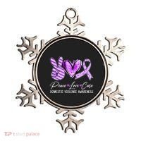 Peace Love Cure Purple Ribbon Domestic Violence Awareness Ornament thumb 0