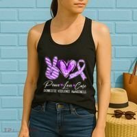 Peace Love Cure Purple Ribbon Domestic Violence Awareness Women's Tank Top thumb 2