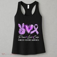 Peace Love Cure Purple Ribbon Domestic Violence Awareness Women's Tank Top thumb 3