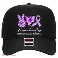 Peace Love Cure Purple Ribbon Domestic Violence Awareness Hat thumb 0