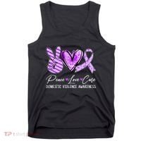 Peace Love Cure Purple Ribbon Domestic Violence Awareness Tank Top thumb 0