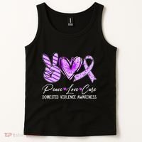 Peace Love Cure Purple Ribbon Domestic Violence Awareness Tank Top thumb 2