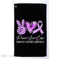 Peace Love Cure Purple Ribbon Domestic Violence Awareness Golf Towel thumb 0