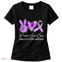Peace Love Cure Purple Ribbon Domestic Violence Awareness Women's T-Shirt thumb 0