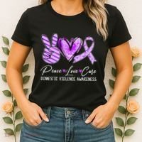Peace Love Cure Purple Ribbon Domestic Violence Awareness Women's T-Shirt thumb 2