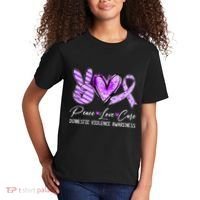 Peace Love Cure Purple Ribbon Domestic Violence Awareness Kids T-Shirt thumb 2