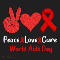 Peace Love Cure World Aids Day HIV AIDS Awareness Women's Sweatshirt thumb 2