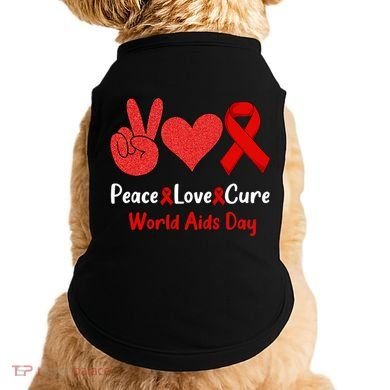 Peace Love Cure World Aids Day HIV AIDS Awareness Doggie Tank