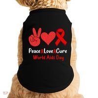 Peace Love Cure World Aids Day HIV AIDS Awareness Doggie Tank thumb 0