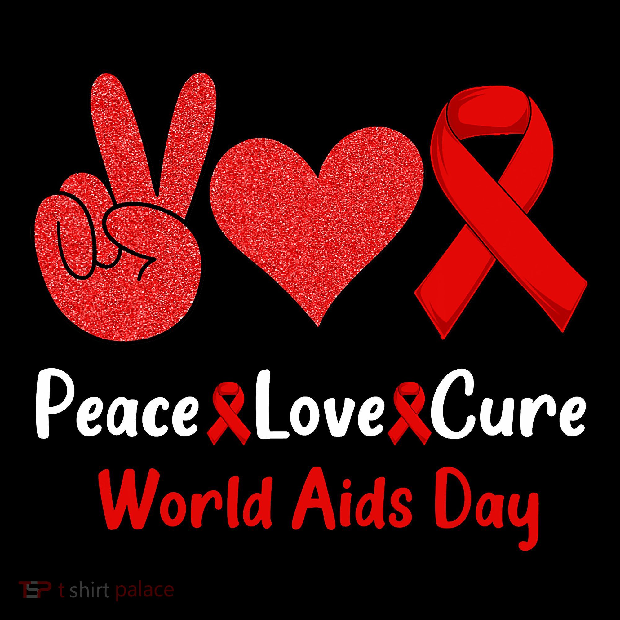 Peace Love Cure World Aids Day HIV AIDS Awareness Coffee Mug