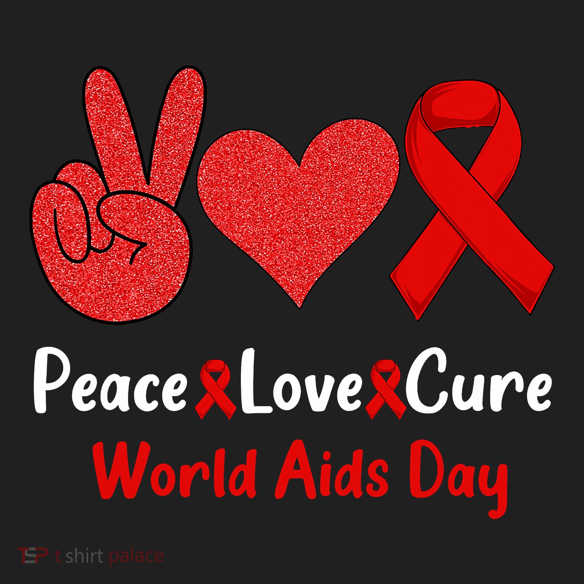 Peace Love Cure World Aids Day HIV AIDS Awareness Beanie