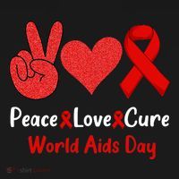 Peace Love Cure World Aids Day HIV AIDS Awareness Women's Hoodie thumb 2