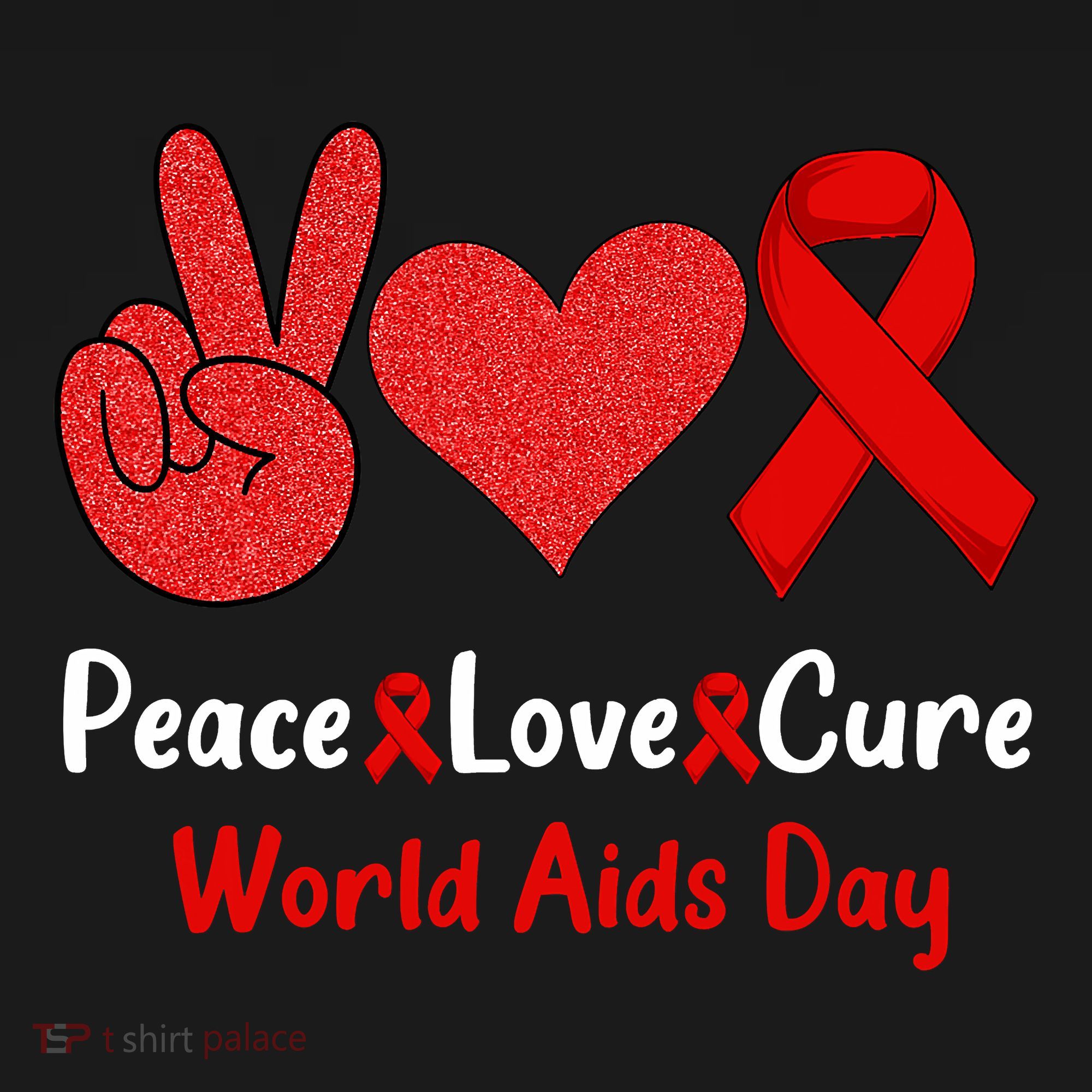 Peace Love Cure World Aids Day HIV AIDS Awareness Women's Hoodie