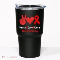 Peace Love Cure World Aids Day HIV AIDS Awareness Tumbler thumb 0