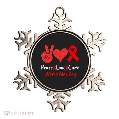 Peace Love Cure World Aids Day HIV AIDS Awareness Ornament