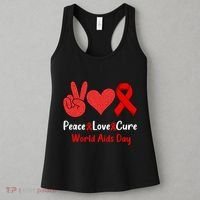 Peace Love Cure World Aids Day HIV AIDS Awareness Women's Tank Top thumb 3