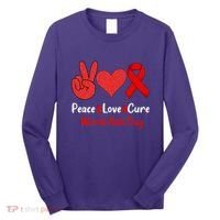 Peace Love Cure World Aids Day HIV AIDS Awareness Long Sleeve Shirt thumb 0