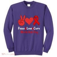 Peace Love Cure World Aids Day HIV AIDS Awareness Sweatshirt thumb 0
