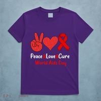 Peace Love Cure World Aids Day HIV AIDS Awareness T-Shirt thumb 5