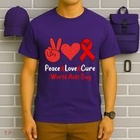 Peace Love Cure World Aids Day HIV AIDS Awareness T-Shirt thumb 6
