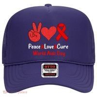Peace Love Cure World Aids Day HIV AIDS Awareness Hat thumb 0