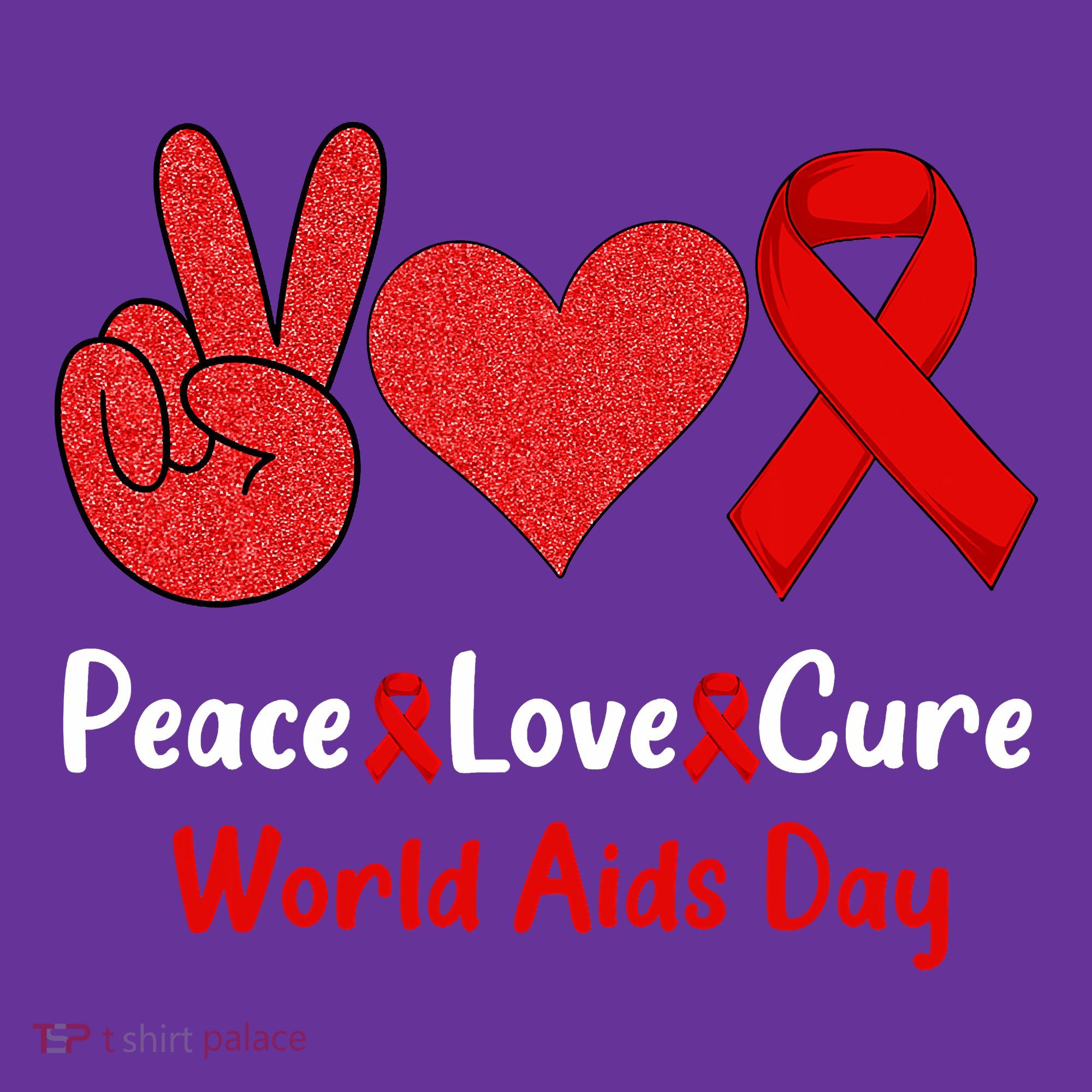 Peace Love Cure World Aids Day HIV AIDS Awareness Toddler Hoodie