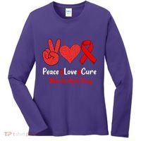 Peace Love Cure World Aids Day HIV AIDS Awareness Women's Long Sleeve Shirt thumb 0