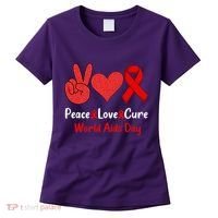 Peace Love Cure World Aids Day HIV AIDS Awareness Women's T-Shirt thumb 0