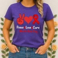 Peace Love Cure World Aids Day HIV AIDS Awareness Women's T-Shirt thumb 2