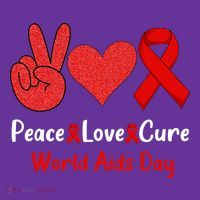 Peace Love Cure World Aids Day HIV AIDS Awareness Kids Sweatshirt thumb 2