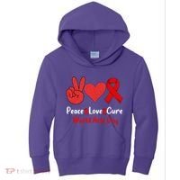 Peace Love Cure World Aids Day HIV AIDS Awareness Kids Hoodie thumb 0