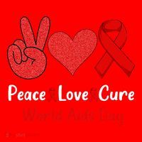 Peace Love Cure World Aids Day HIV AIDS Awareness Santa Hat thumb 1