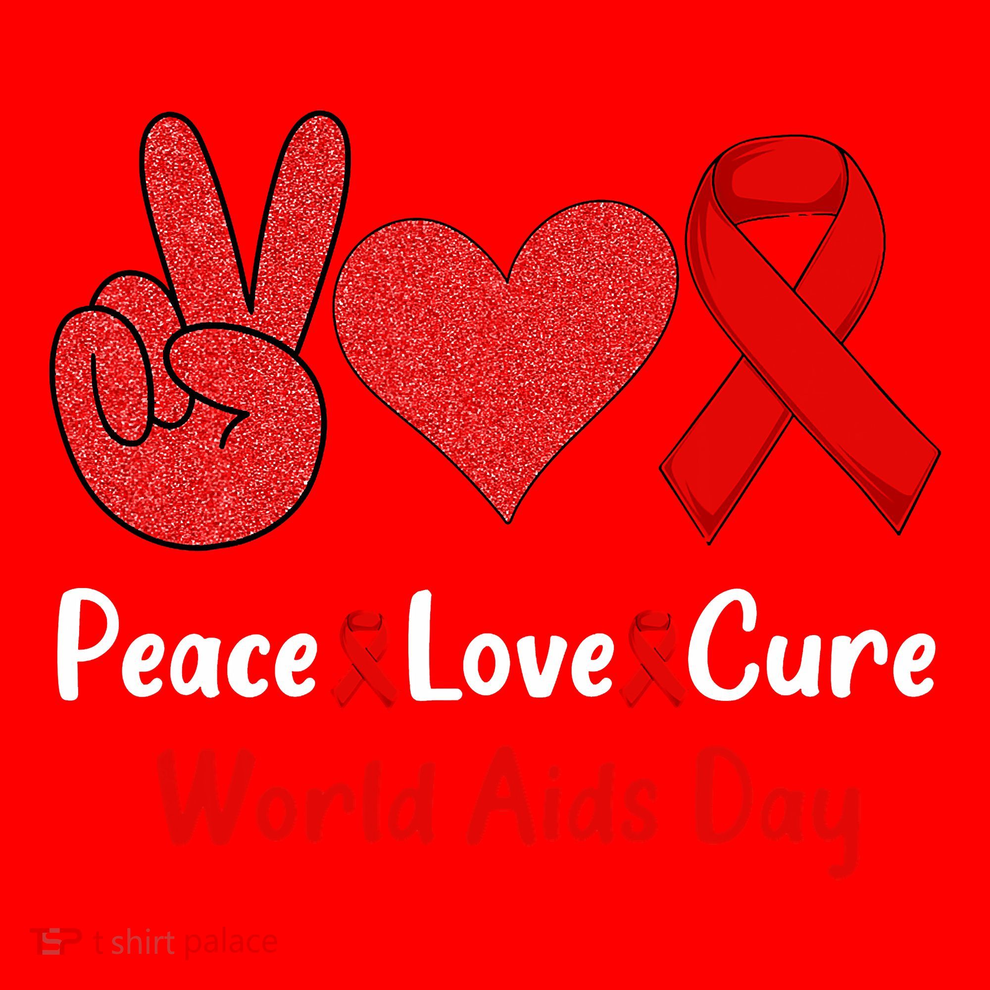 Peace Love Cure World Aids Day HIV AIDS Awareness Santa Hat