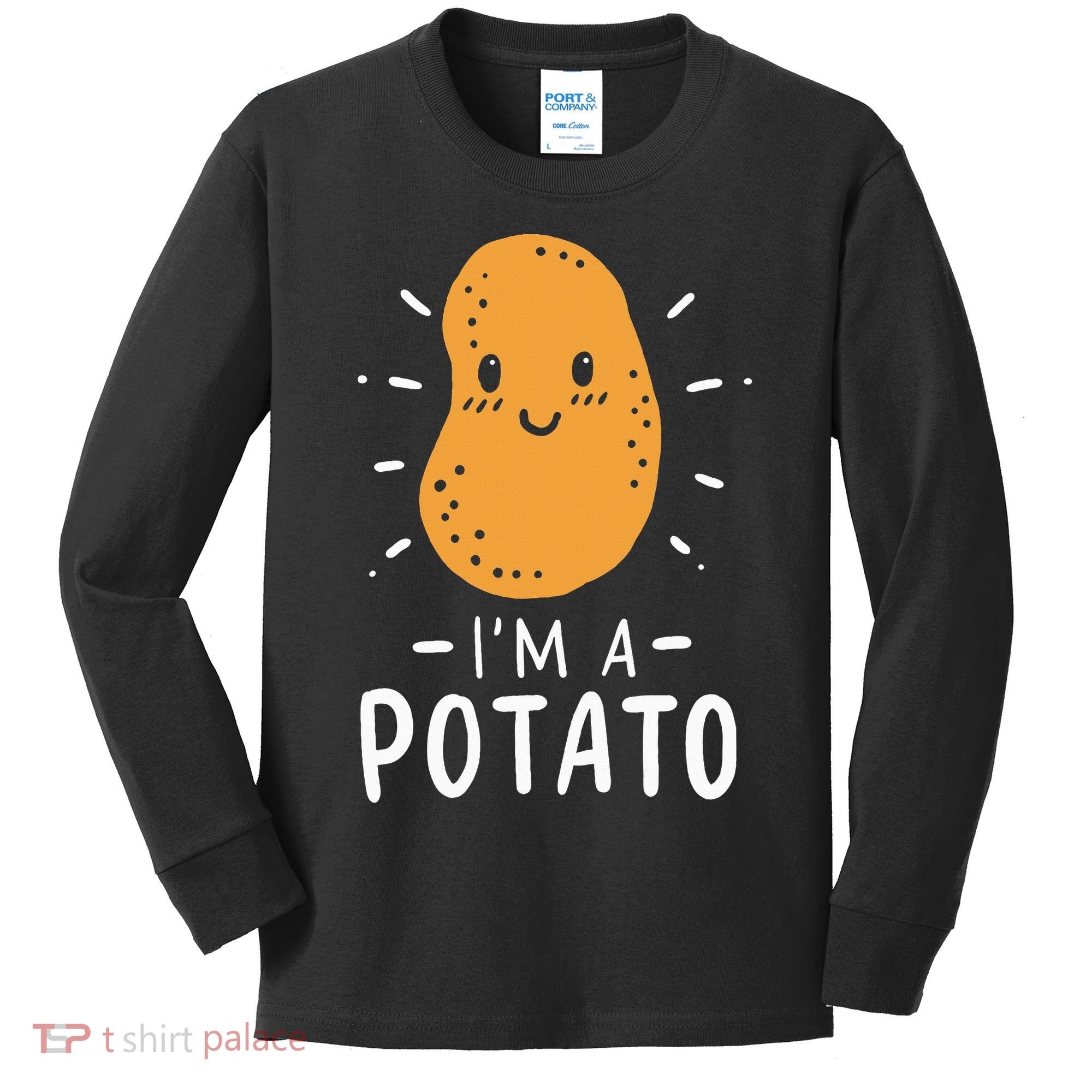 Potato Lazy Costume Halloween Vegan Kawaii Kids Long Sleeve Shirt