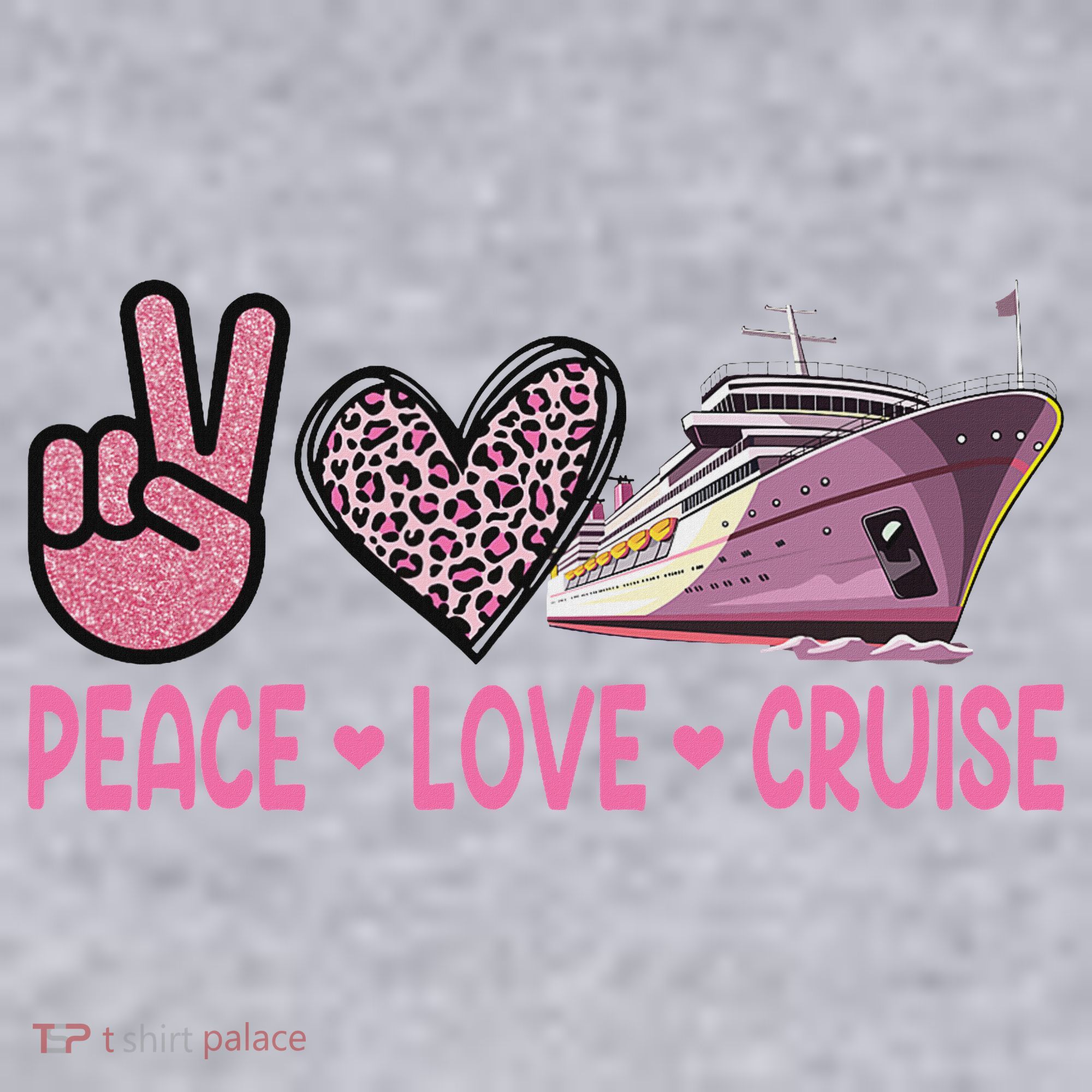 Peace Love Cruise Travel Leopard Heart Funny Gift For Women's Sweatshirt