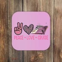 Peace Love Cruise Travel Leopard Heart Funny Gift For Coaster thumb 0