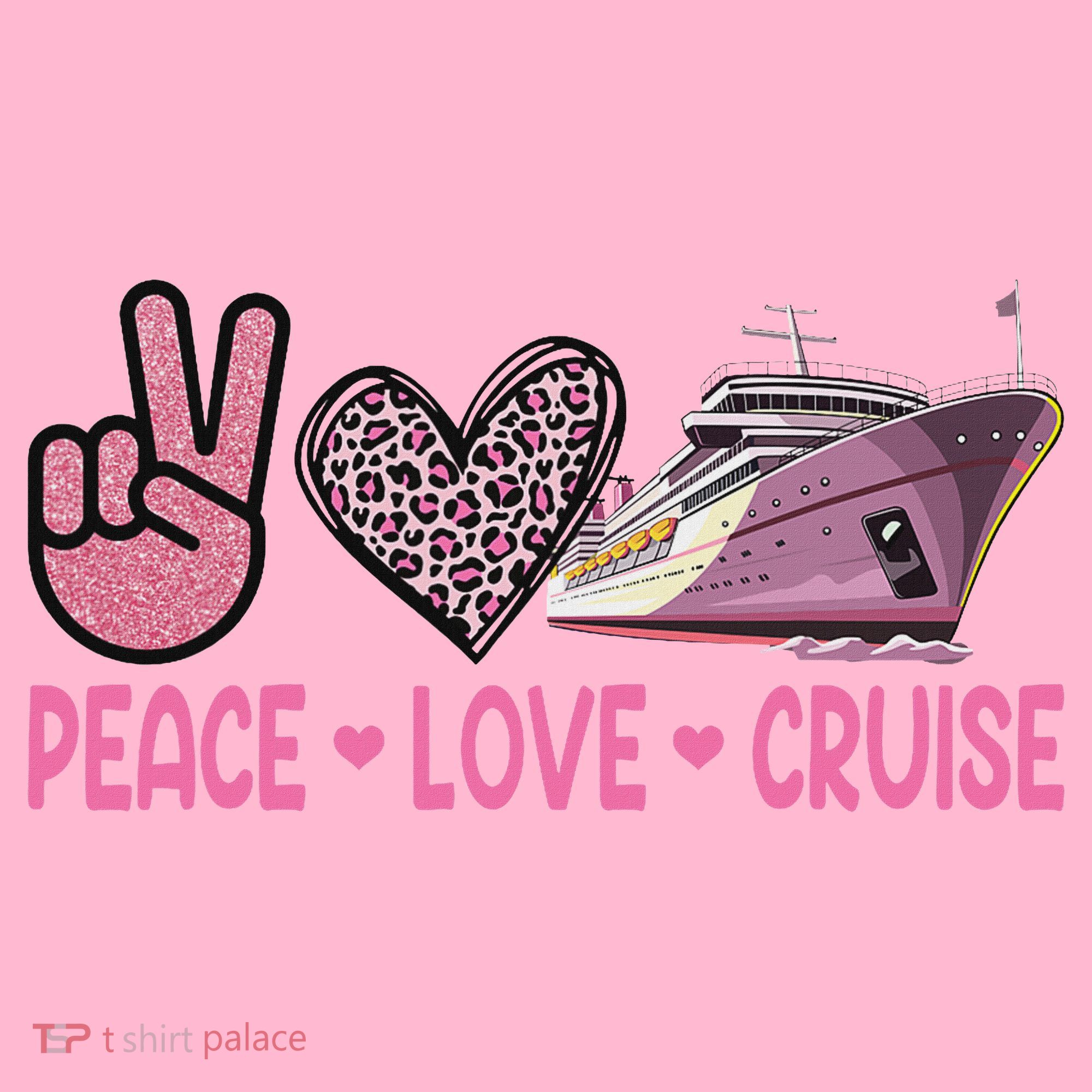 Peace Love Cruise Travel Leopard Heart Funny Gift For Coaster